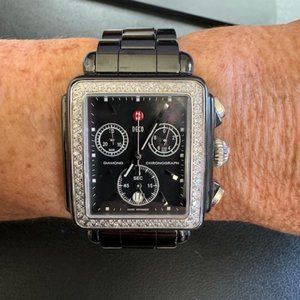 Michele Deco Ceramic Diamond Chronograph Watch